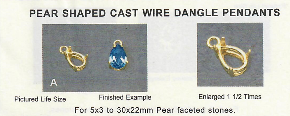 Pear Shape Cast Wire Dangle Pendant - Component - Sterling Silver 925 - 9pcs