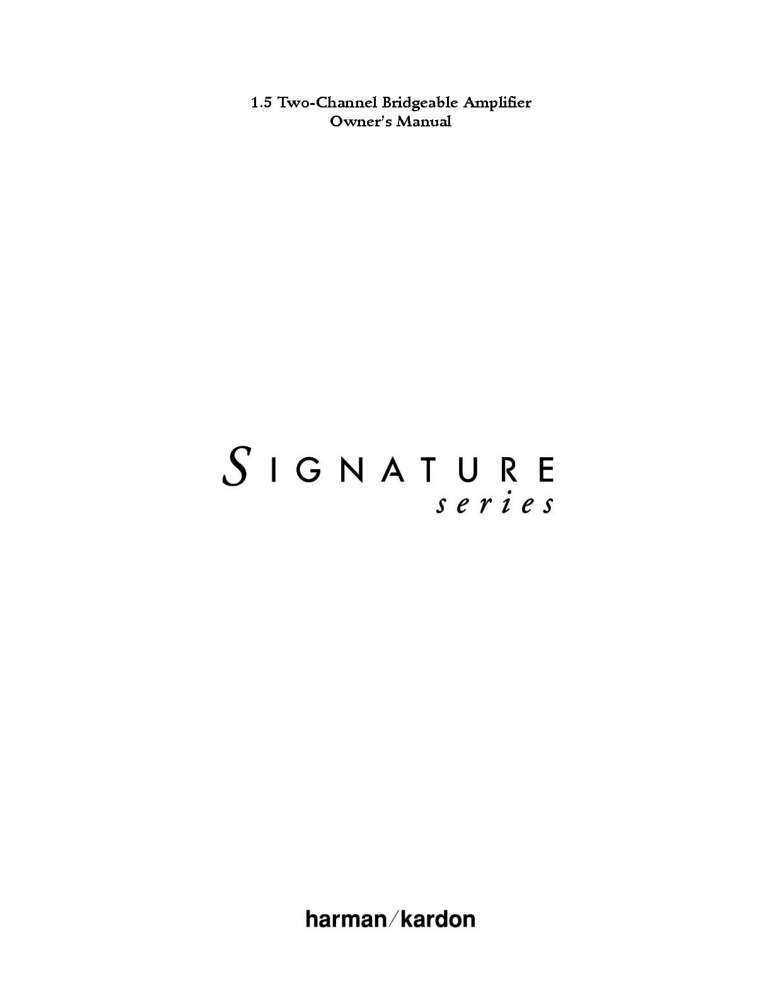 Harman Kardon SR-900 Amplifier Owners Manual
