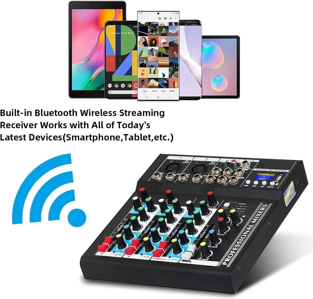 HT4 Pro Bluetooth DJ Mixer with USB Interface - High-Quality Audio Performance