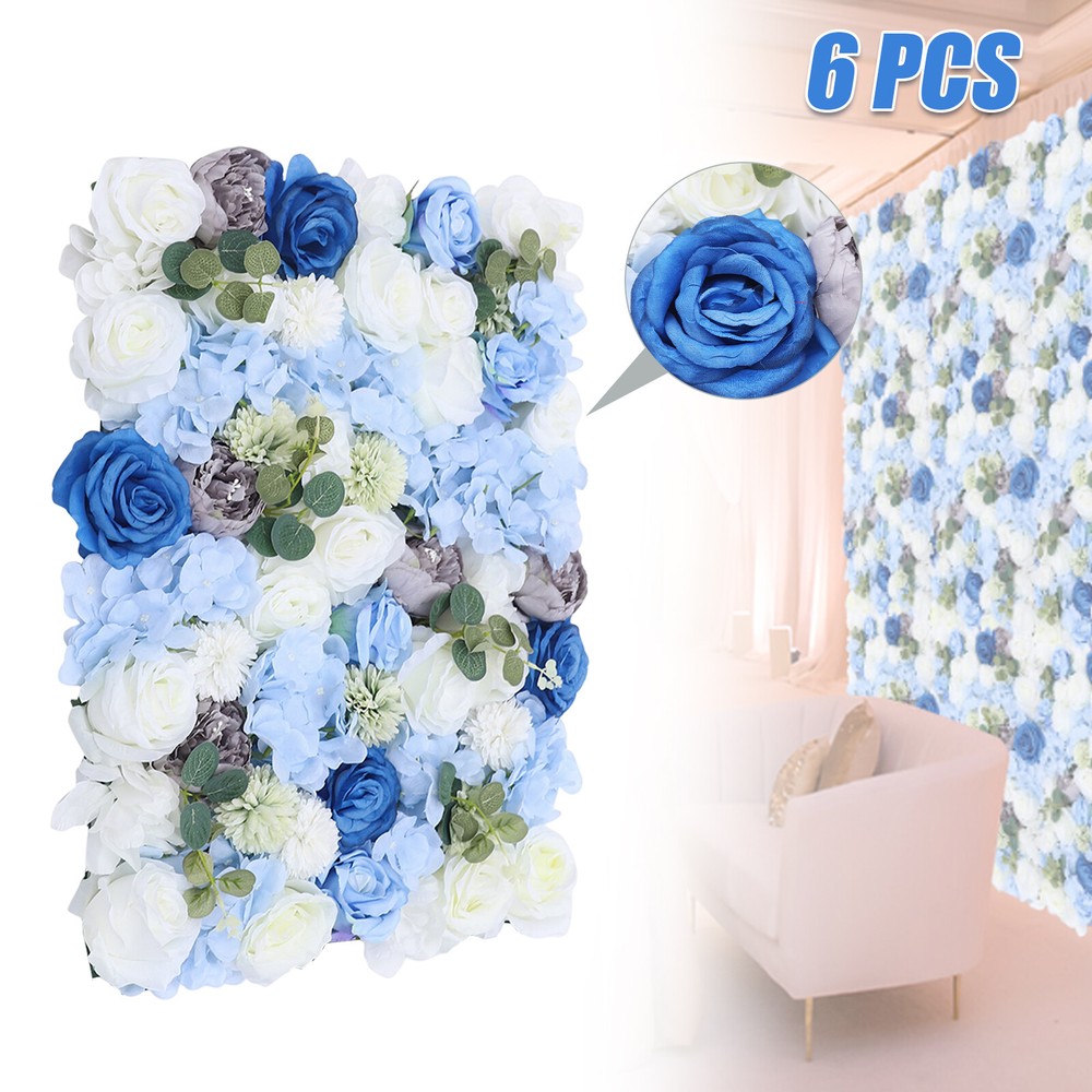 6 Pack Artificial Flower Wall Panel Floral Panel Background Wedding Party Decor