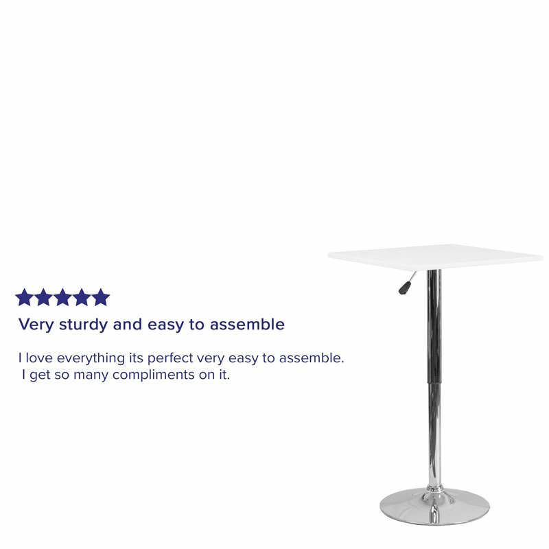 Flash Furniture 23.75" Square Adjustable Bar Table in White