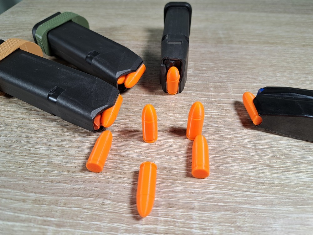 9mm Dummy Rounds, Snap Caps | Training | Dry Fire | 100% Solid Infill | 25 Pack