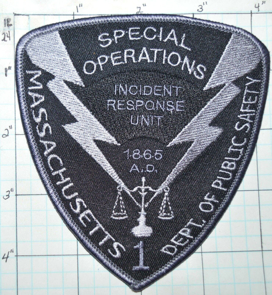 MASSACHUSETTS POLICE SPECIAL OPERATIONS INCIDENT RESPONSE UNIT SUBDUED PATCH