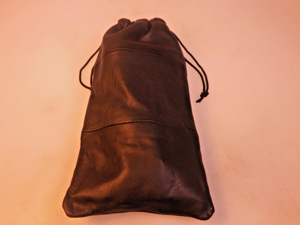 New Tim West Pipes Designer Plain Black Leather Pipe & Accessories DrawstringBag