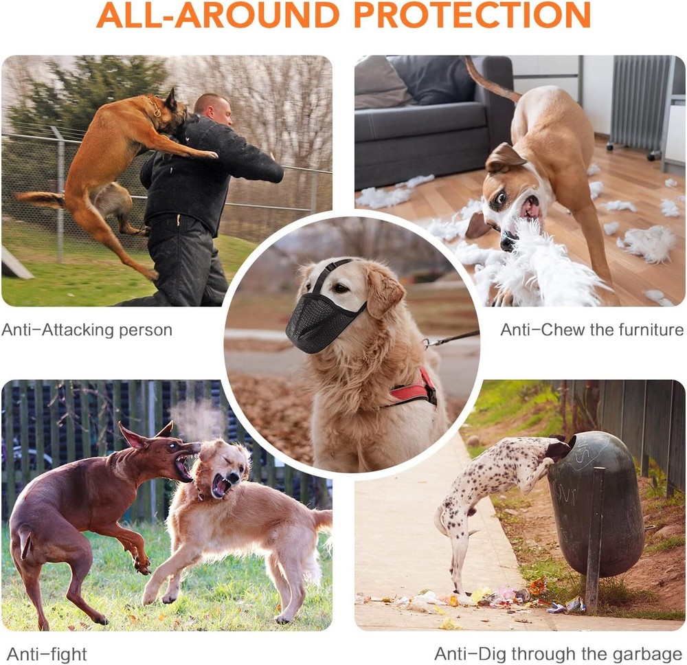 Dog Muzzle Pet Muzzle for Anti-Biting Chewing Licking Adjustable Breathable US