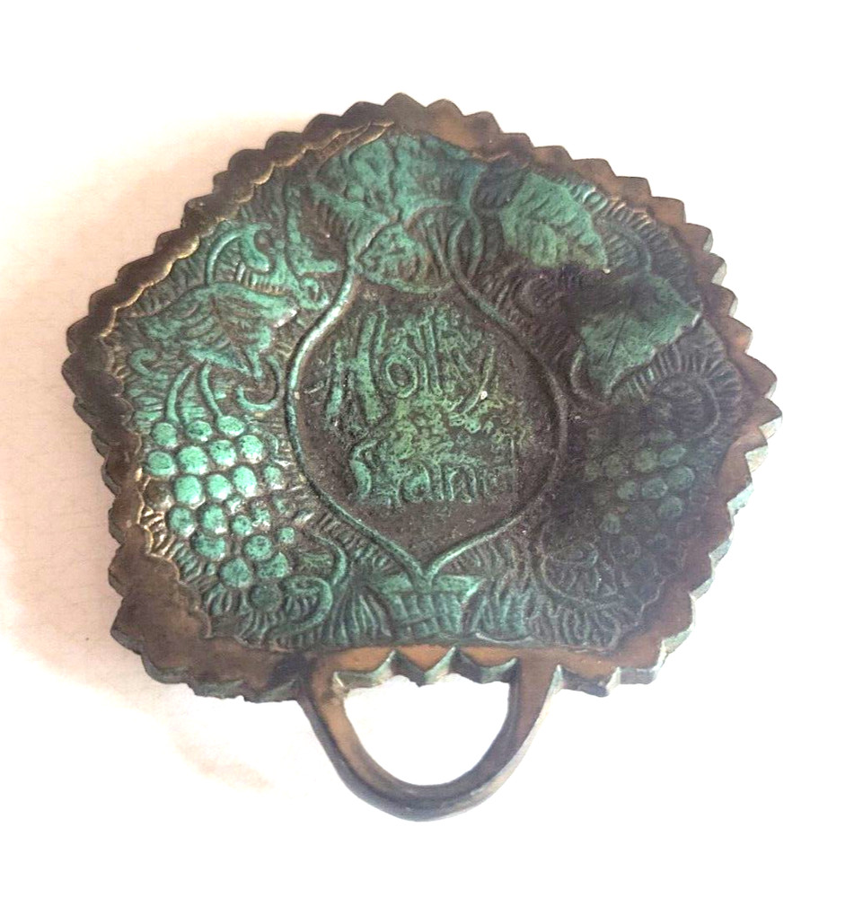 Vintage Solid Brass Holy Land Grape Leaf Dish - Made in Isreal