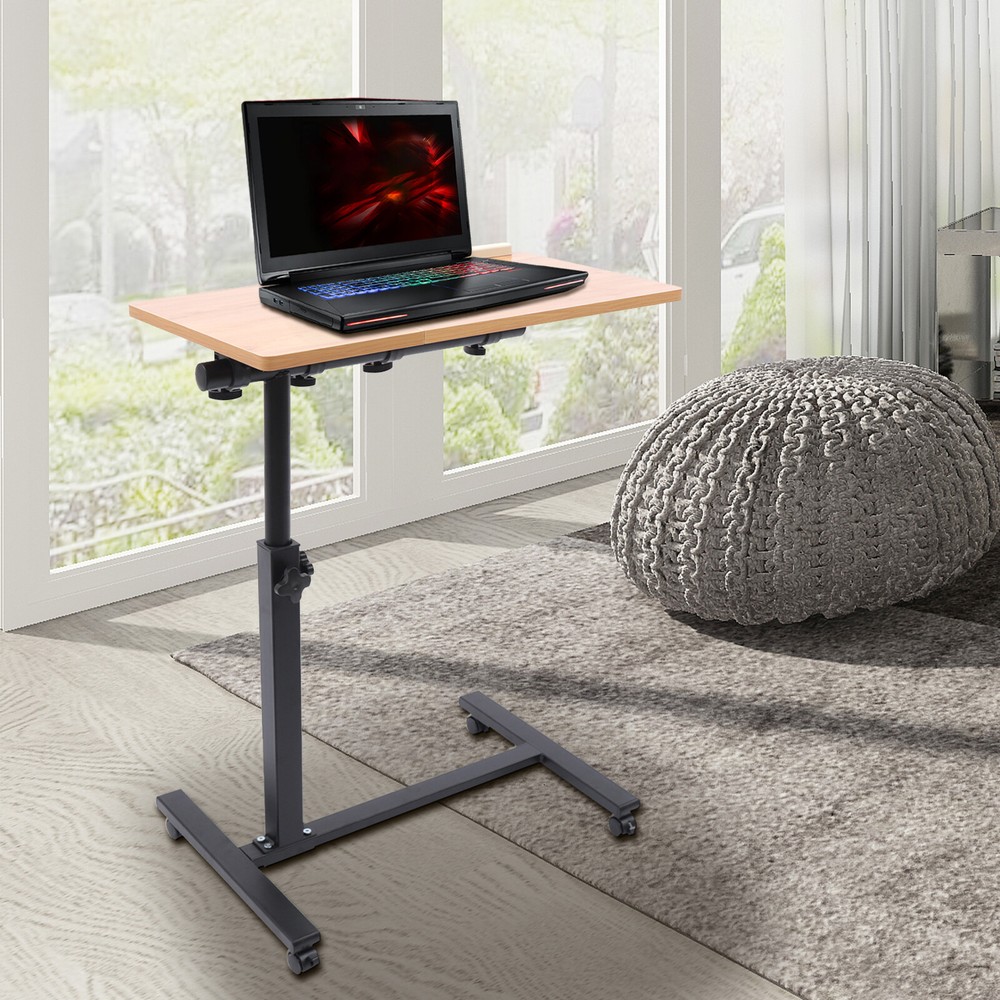 Rolling Laptop Desk Mobile Computer Stand Bed Side Table Adjustable Office Desk