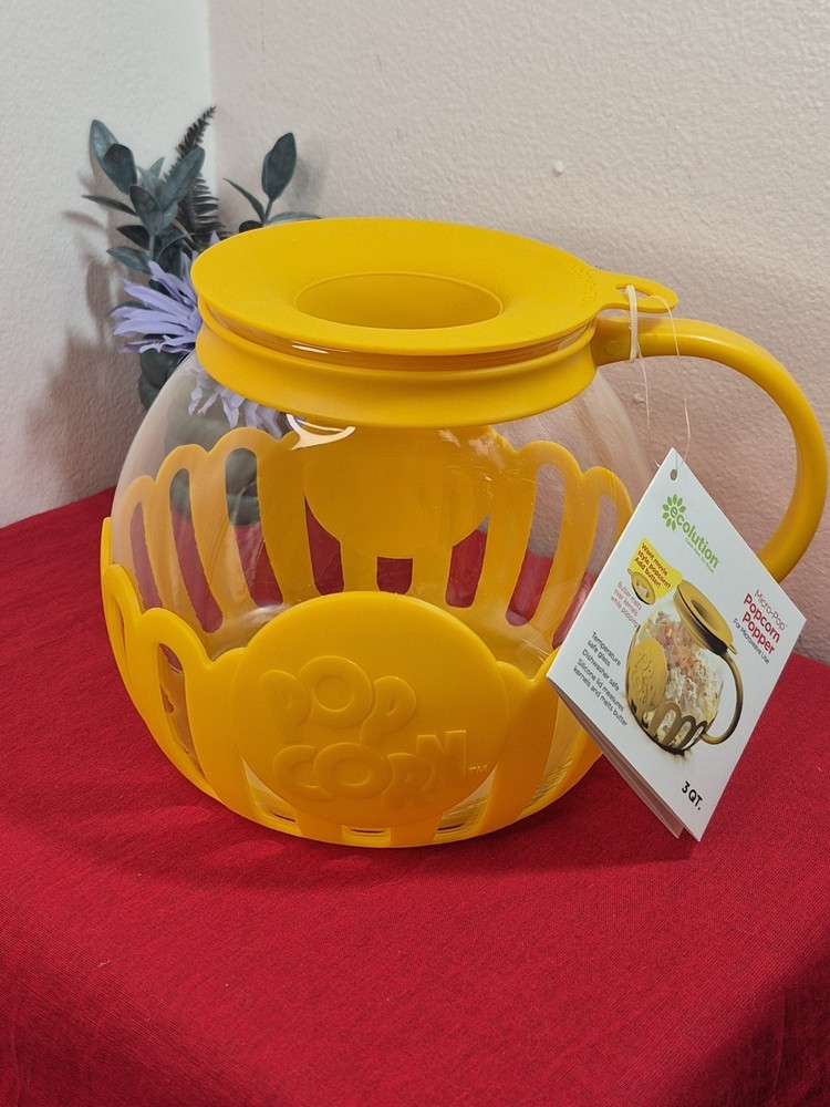 Ecolution Micro-Pop 3 Qt. Microwave Popcorn Popper Yellow NWT
