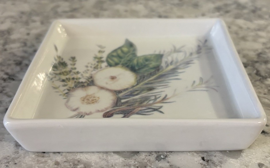 Sutter Buttes Square Herb Floral Ceramic Dish