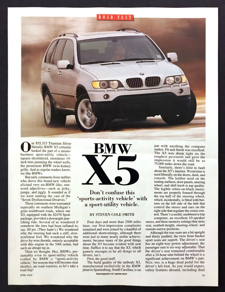 2000 BMW X5 Wagon Road Test Technical Data Review Article