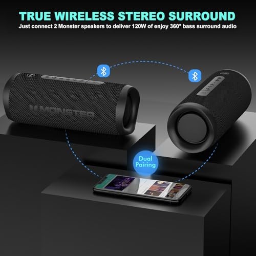 Bluetooth Speaker, Wireless Portable Outdoor Bluetooth Speakers, 60W Black
