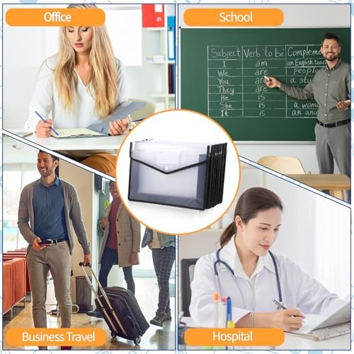 10-Pack Plastic File Folders Expanding Document Organizer with Snap Closure,