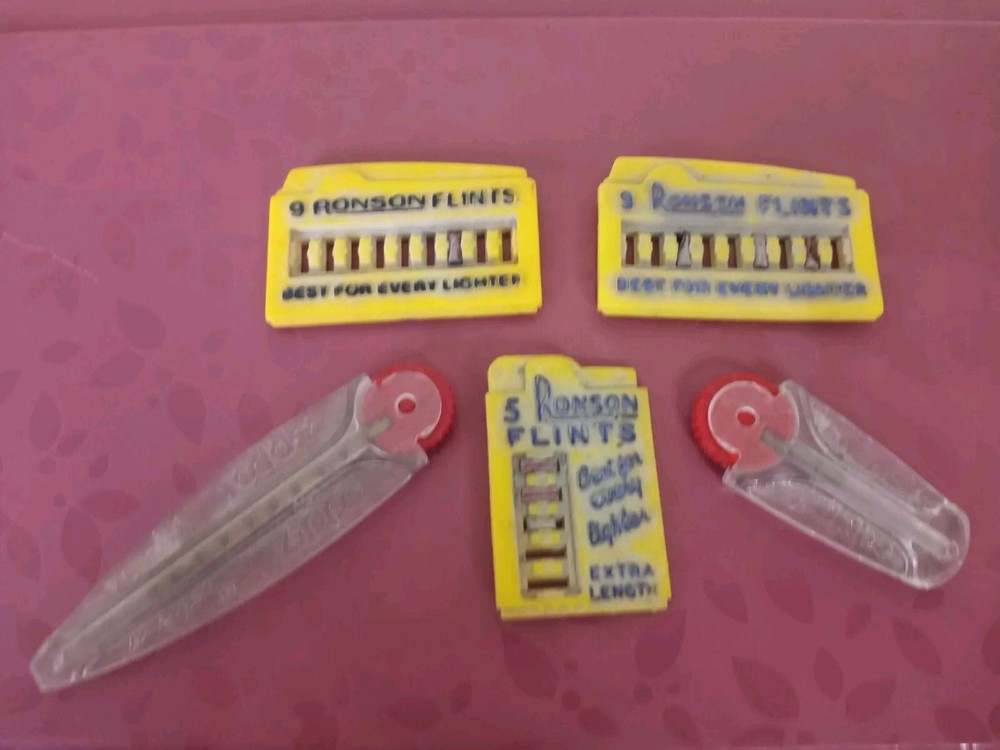 (Lot Of 5) ~(3) RONSON LIGHTER FLINTS HOLDERS~ (2) ZIPPO~Zip A Flints
