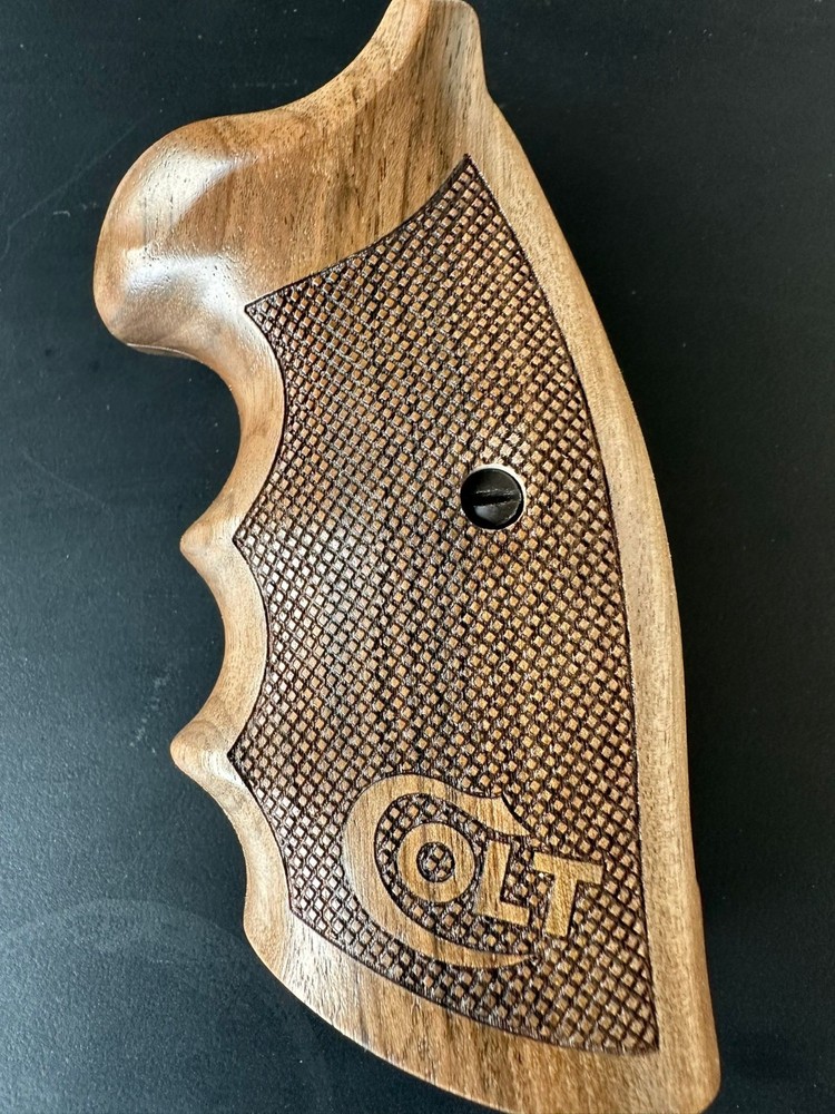 Colt Python Walnut Revolver Grips Checkered Fits Pre-2000
