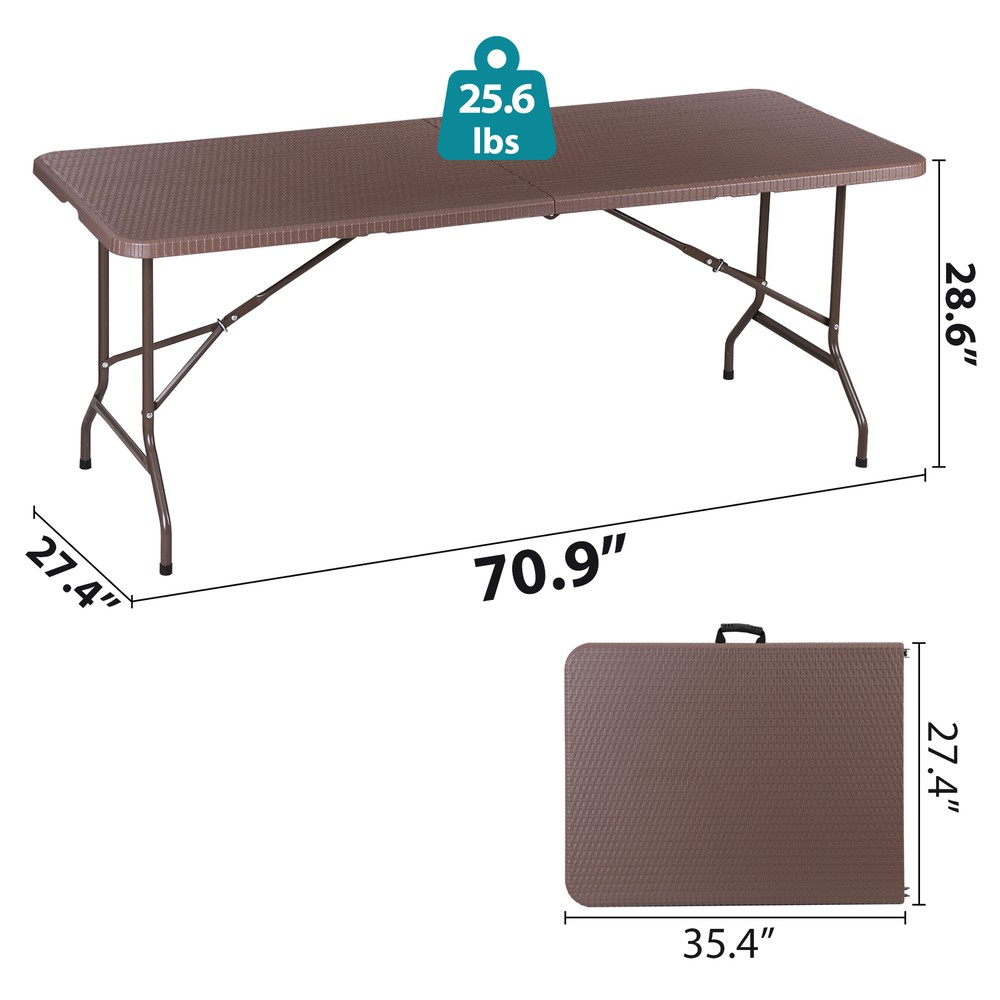6ft Folding Table with Handle & Safety Locks - Portable Picnic & Camping Table
