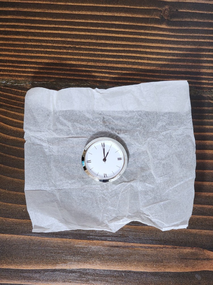 Mini Clock Insert 1 5/8inch 41mm Round Miniature Clock White Silver.