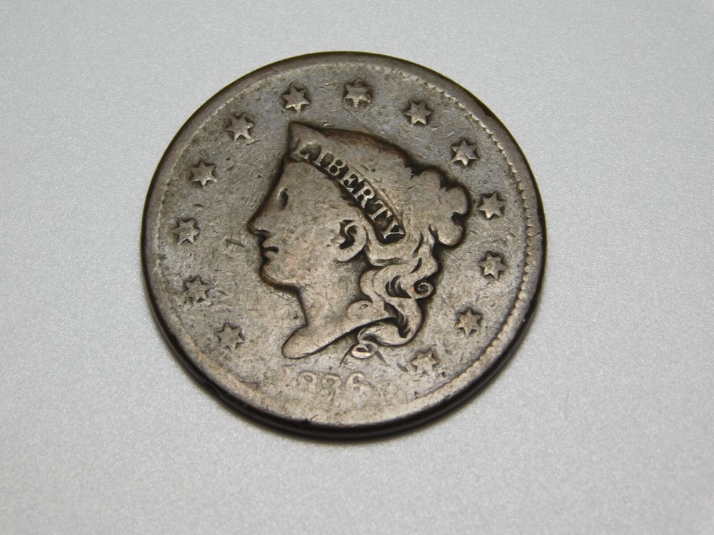 US COINS 1836 CORONET HEAD LARGE CENT
