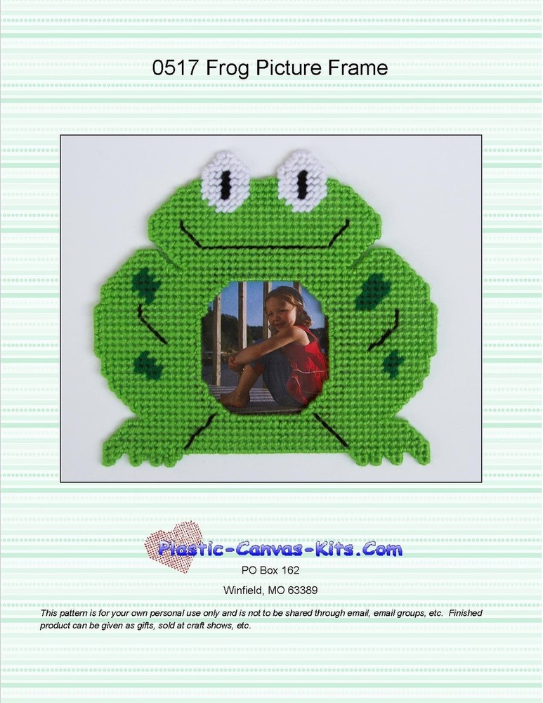 Frog Picture Frame-Plastic Canvas Pattern or Kit