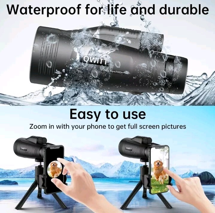 Monocular Telescope,12x55 Monocular for Adults High Powered