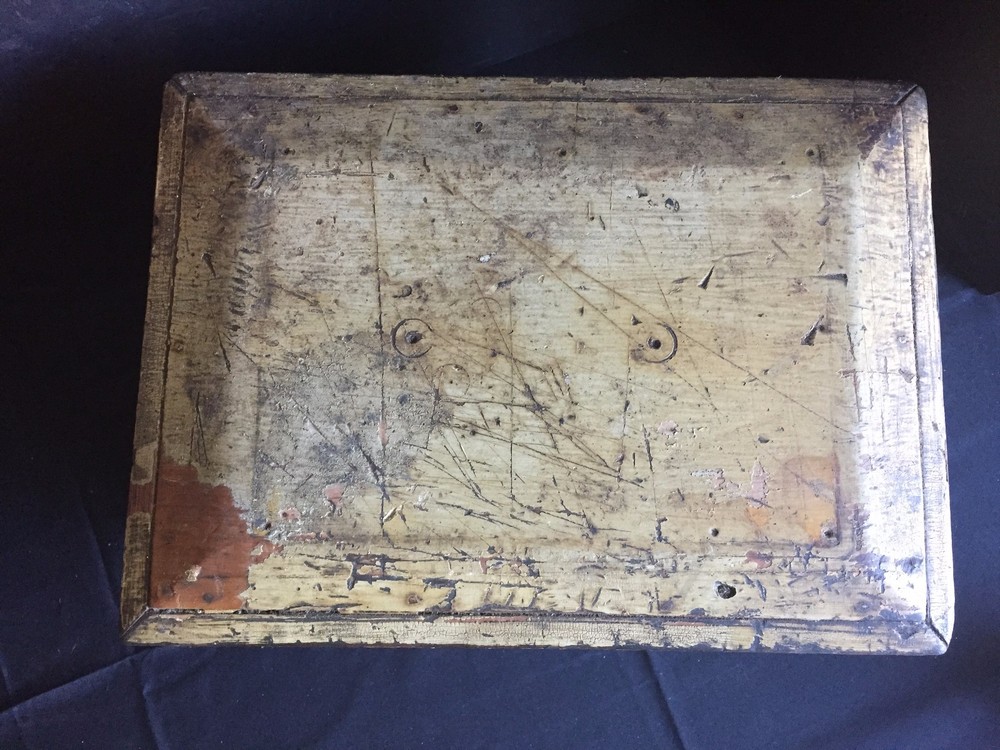 Antique Painted Wooden Chest Trunk Document Box