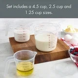 3 Piece Plastic Measuring Cups Set Tapered Spout