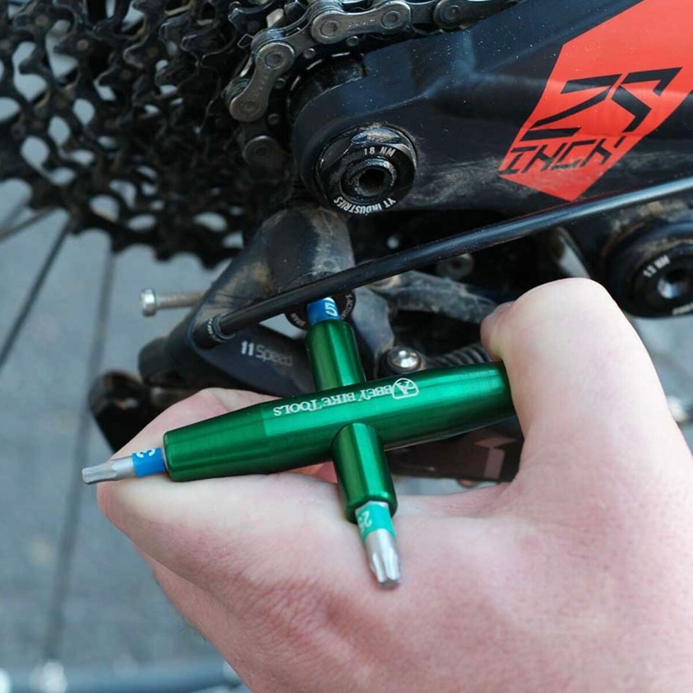 Abbey Bike Tools 4-Way Multi-Tool with Interchangeable Bits Green, 10-Piece Bit