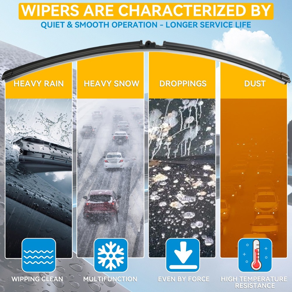 2Pcs Front Windshield Flat Wiper Blades For Porsche Cayenne 2003 - 2006 26" 26"