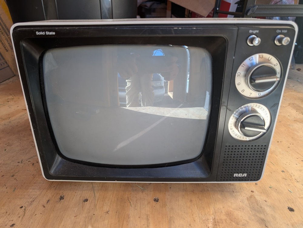 Vintage RCA  Solid State Television White B and W 1983 Prop Untested As is Rare