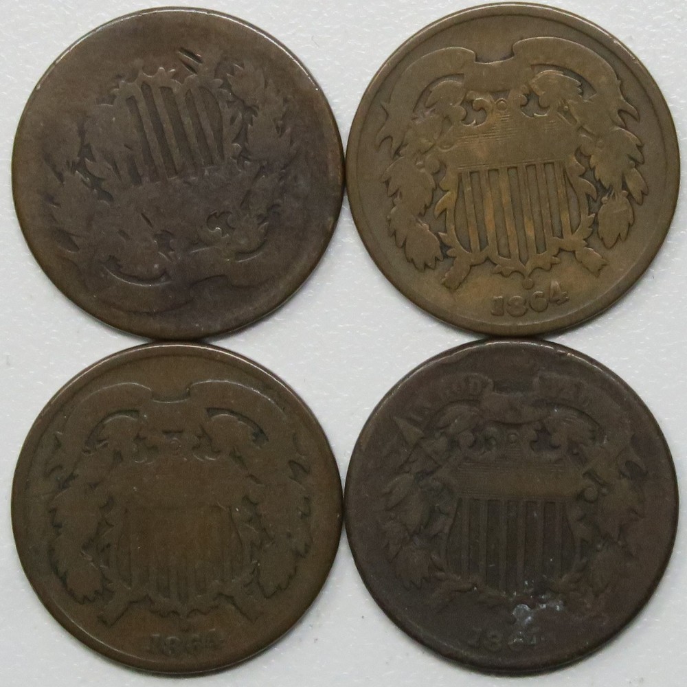 12x 1864-1868 2 Cent Pieces 2c 28665