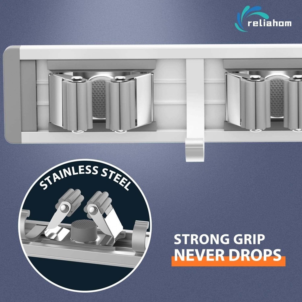 Space-Saving Tool Organizer with 5 Racks & 4 Hooks - Wall Mount Silver Finish