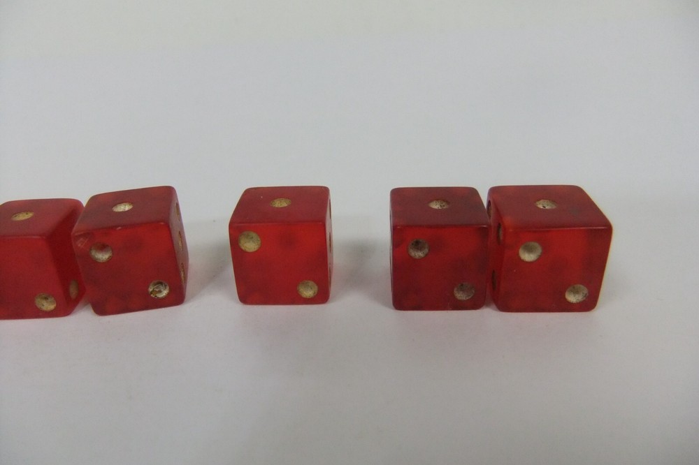 Red Translucent Bakelite Dice with Cheater Dice 1/2”
