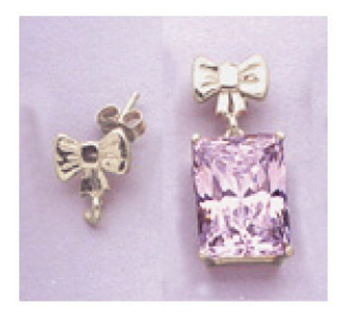 Two Solid Silver Bow Earring Dangle With Loop Studs (Dangles Not Included)