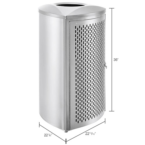 Triangular Trash Can 18-1/2 Gallon Brushed Stainless Steel