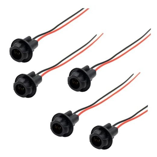 5 PCS 194 Bulb Socket with Wire Pigtail, T10 Instrument Light Socket Adapter,