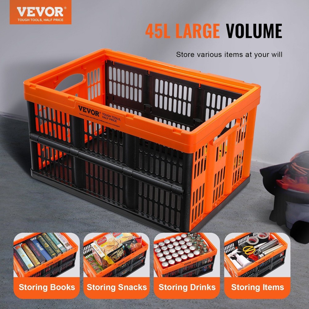 3 Packs Plastic Collapsible Storage Basket 45L Stackable Storage Containers