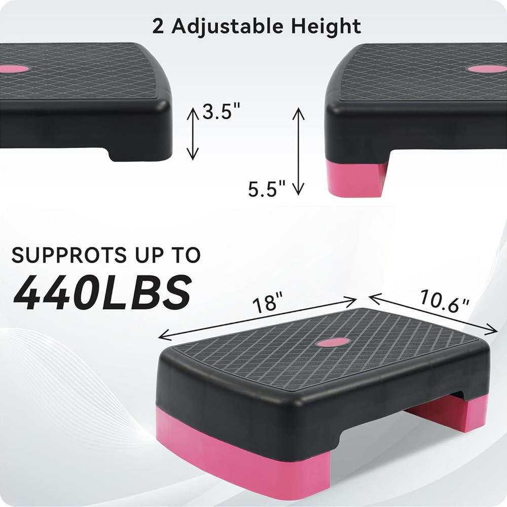Aerobic Step Platform Trainer with Adjustable 2-Level Risers, 400 Pound Weight C