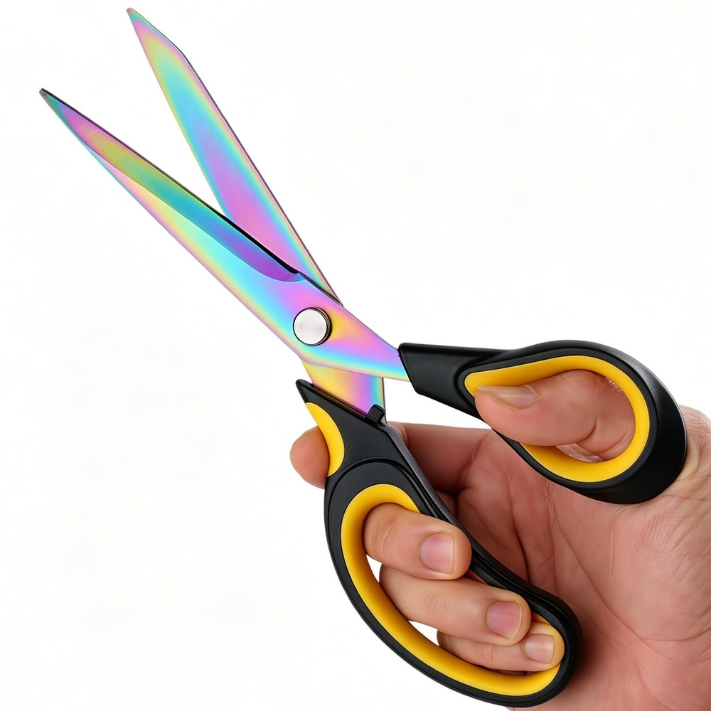 Scissors Multi-Purpose, 9.5" Sharp Sewing Scissors, Professional Heavy Yellow