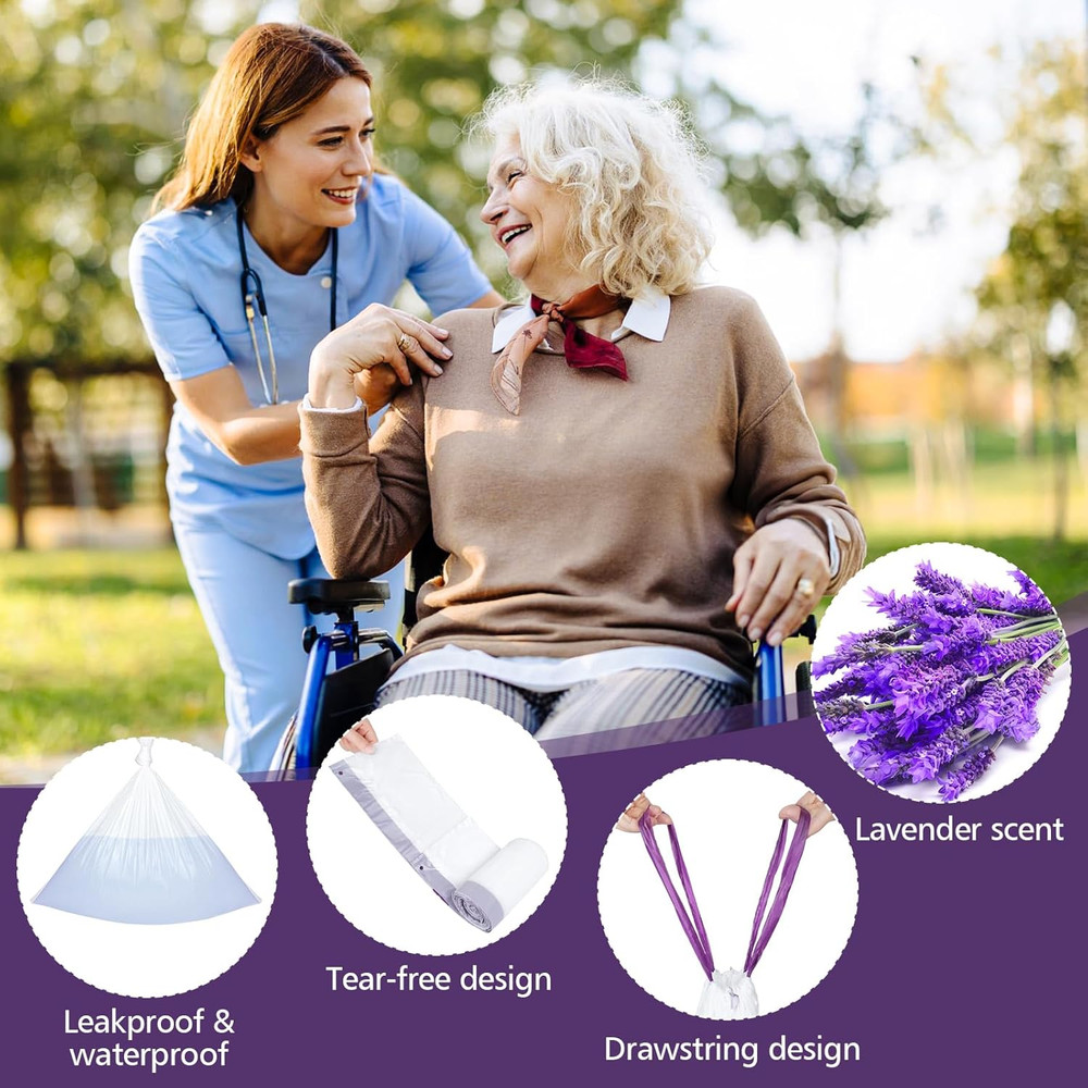 Commode Liners with Absorbent Pads, 60 Commode Liners and 60 Commode Pads, Potty