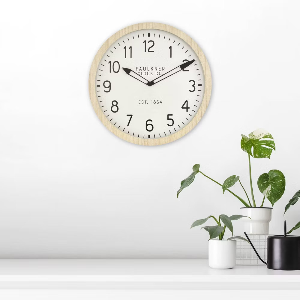 16" Wall Clock Wood - Threshold