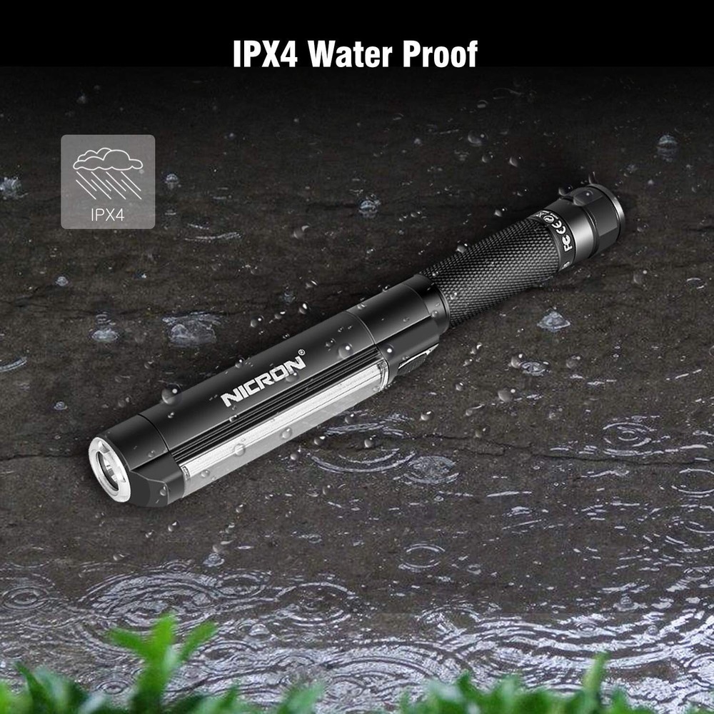 NICRON Worklight Flashlight Pocket COB Magnetic Base Work Light, 500 Lumens I...