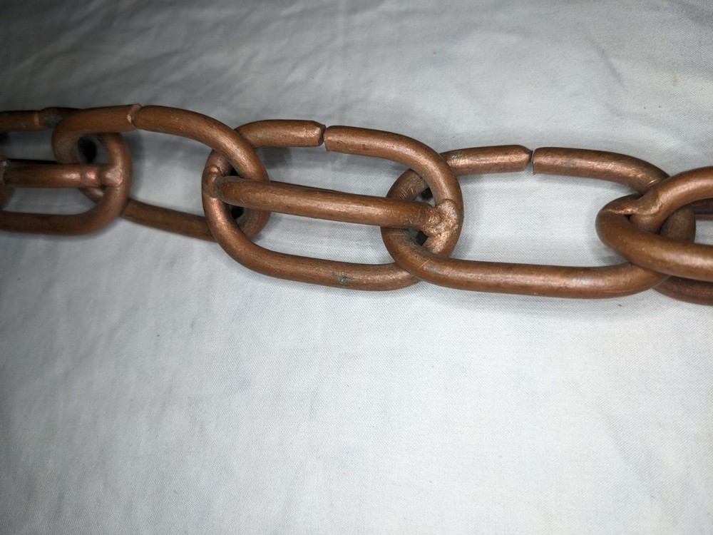 NOS Solid Copper Rain Chain 16" Extension Alternating 3D Compound Pill Link