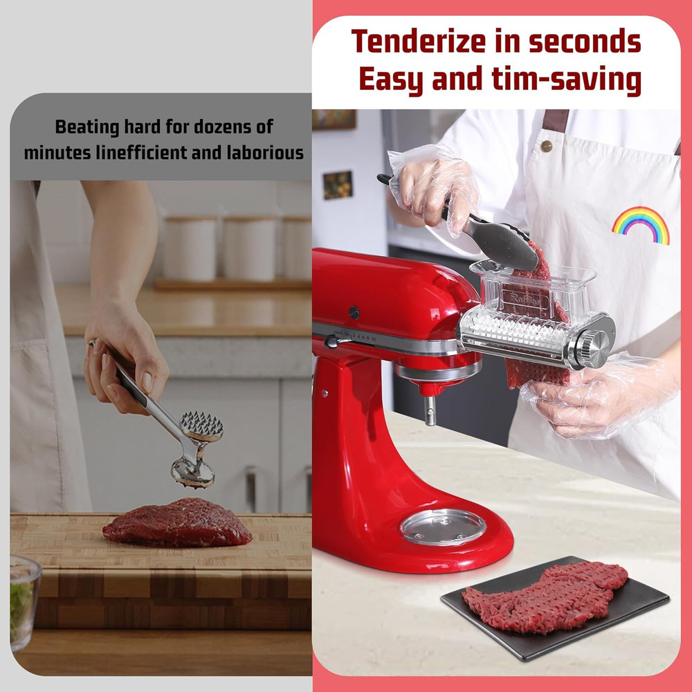Meat Tenderizer Attachment for Kitchenaid Stand Mixers, 3 Adjustable Thickness,