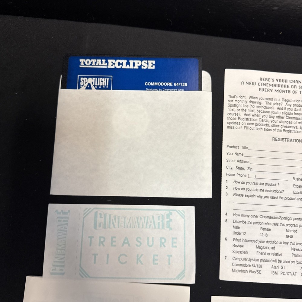 Spotlight Software Total Eclipse for Commodore 64/128 Used 1988 - Original Box