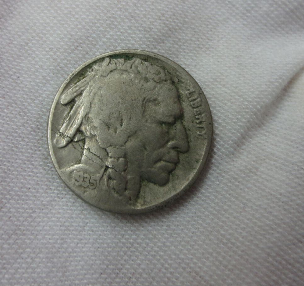 1935 Buffalo Nickel MINT ERROR Lamination Damage OBV