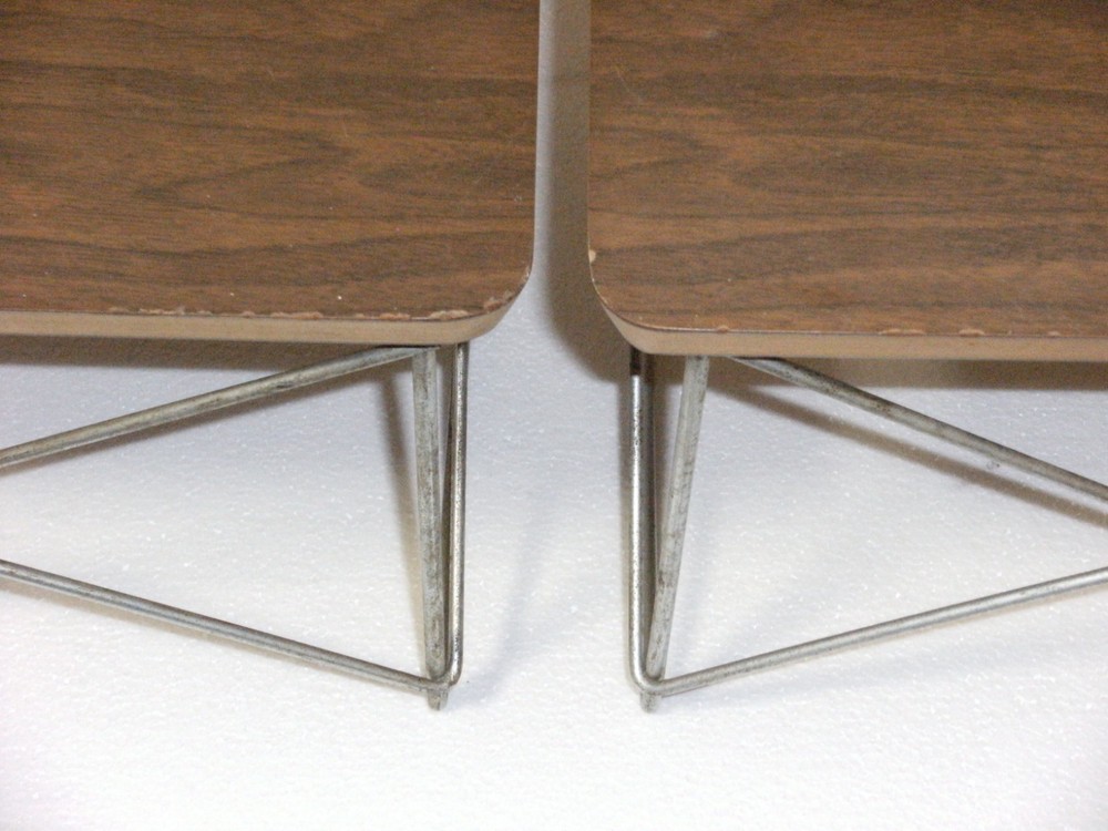 (2) Early Herman Miller Eames Wire Base Low Table's ~ Walnut