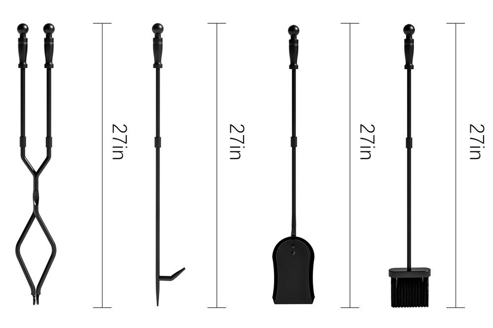 Fireplace Tools, 5 Pieces Fireside Accessories Fire Kit Set,Woodstove Tools H...