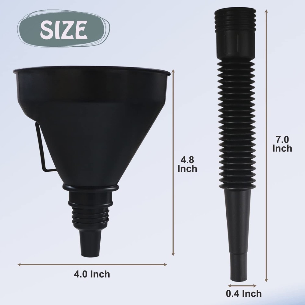 Rapid Filling Oil Funnel Set with Long Hose & Filter - Multi-Use Solution