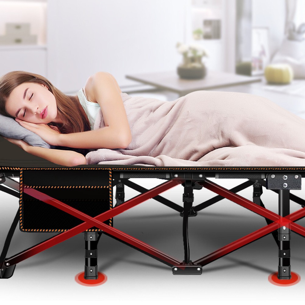 SLSY Camping Cot & Thick Pad,Cots for Sleeping,Camping Bed Folding Cot 500LBS