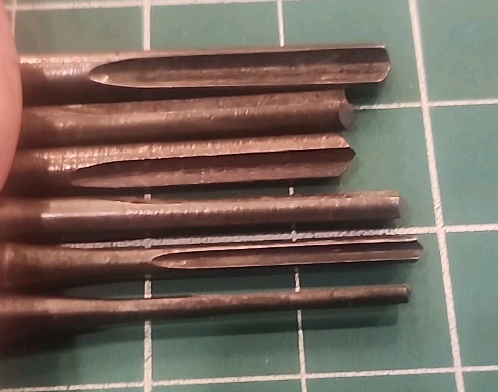 VTG STANLEY YANKEE Push Drill Points 6Pc ~ Odd Sizes ~ Bits - gw5
