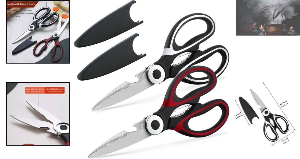 Versatile Heavy Duty Kitchen Shears - Sharp Stainless Steel Cooking Scissors